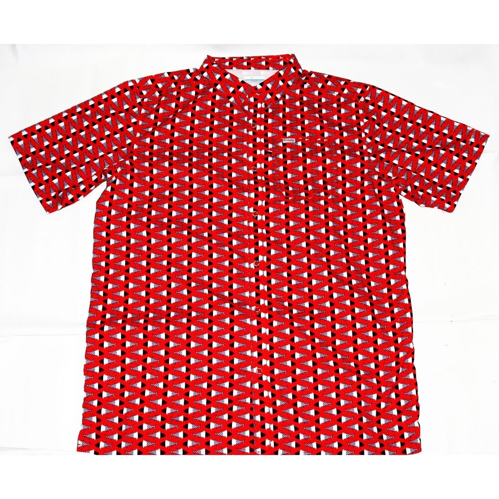Columbia PFG Super Slack Tide Camp Red‎ Spark Bobber Men's Shirt Size XLT
